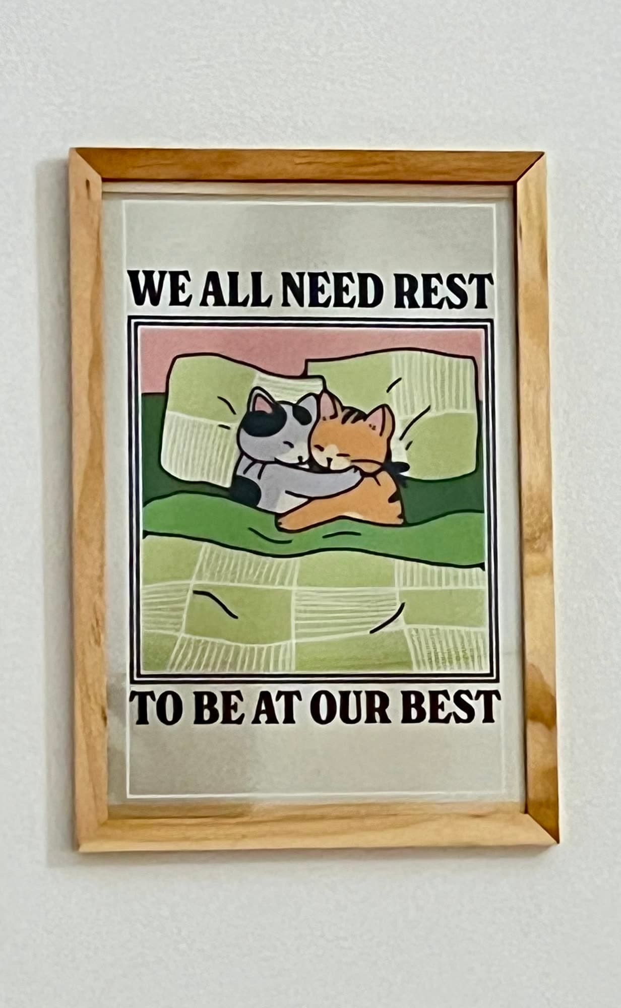 Framed poster on the apartment wall
